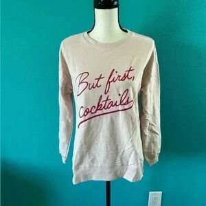 New with tags wildfox pink “but first, cocktails” pullover in size xs